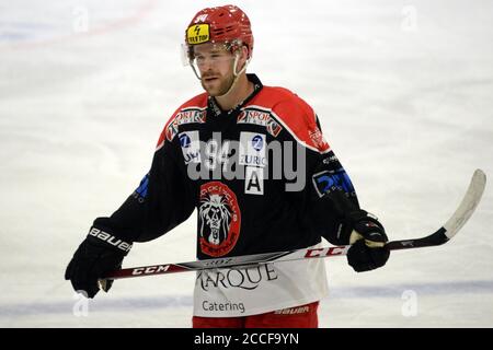 Winterthur, Suisse. 21 août 2020. Jeu convivial EHC Winterthur vs HC la Chaux de Fonds. Mike Küng Défense, EHC Winterthur.HC la Chaux de Fonds a gagné 6-2 après la première période terminée 0-0. (Photo de Sergio Brunetti/Pacific Press) crédit: Pacific Press Media production Corp./Alay Live News Banque D'Images