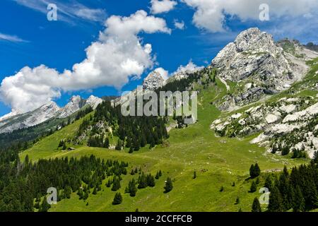 Massif des Aravis, les Confins, la Clusaz, Bornes Aravis, haute-Savoie, France Banque D'Images