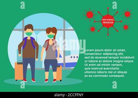 Illustration de la conception de vecteur de voyageur dans de nouvelles activités normales Illustration de Vecteur