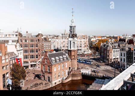 Munttoren dans le centre d'Amsterdam, aux pays-Bas Banque D'Images