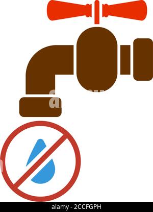 Robinet d'eau avec icône goutte d'eau. Conception couleur plate. Illustration vectorielle. Illustration de Vecteur