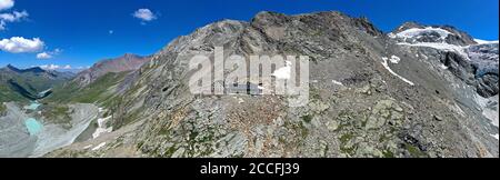 Cabane de montagne Cabane de Moiry, Grimentz, Valais, Suisse Banque D'Images