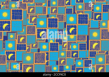 Symboles du soleil et de la lune Schéma 3D sans couture Illustration Illustration de Vecteur