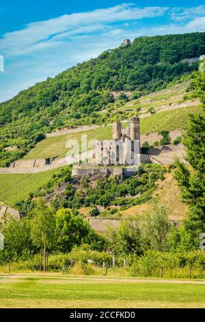 Les ruines d'Ehrenfels près de Rüdesheim am Rhein, c'est là que commence la vallée du Rhin moyen supérieur Banque D'Images