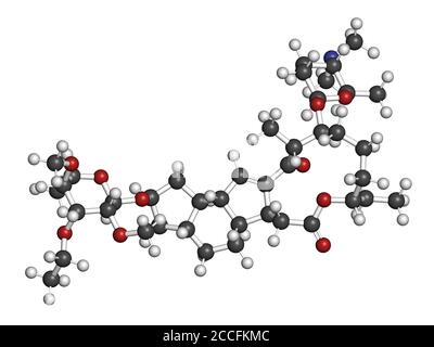 Molécule d'insecticide de Spinetoram. Rendu 3D. Les atomes sont représentés sous forme de sphères avec un codage couleur conventionnel : hydrogène (blanc), carbone (gris), nitro Banque D'Images