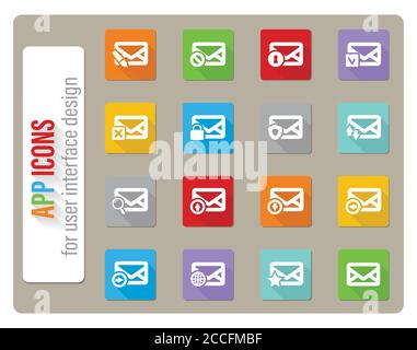 Mail et enveloppe icon set Illustration de Vecteur