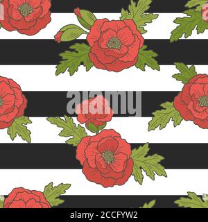 Motif de fleurs de coquelicot couleur d'esquisse sans couture motif d'arrière-plan illustration vecteur Illustration de Vecteur