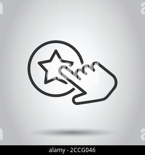 Cliquez sur l'icône de la carte de fidélité dans le style. Main sur récompenser vector illustration sur fond blanc isolé. Business concept. Illustration de Vecteur