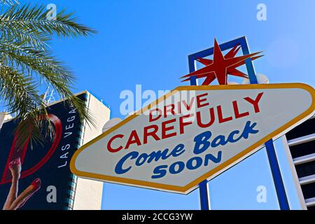 Arrière du panneau Bienvenue au fabuleux Las Vegas Sur le centre-ville de Las Vegas, Nevada Banque D'Images