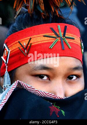 Les tribus Naga célèbrent au festival Hornbill, Kohima, Nagaland, Inde - Banque D'Images