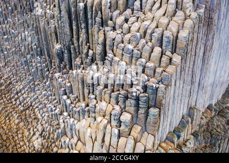 Formation rocheuse de basalte de Los Organos, Organ Pipe Rock, à Vallehermoso, vue aérienne, la Gomera, îles Canaries, Espagne Banque D'Images