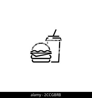 Sandwich, hamburger avec boisson. Vecteur sur fond blanc isolé. SPE 10 Illustration de Vecteur