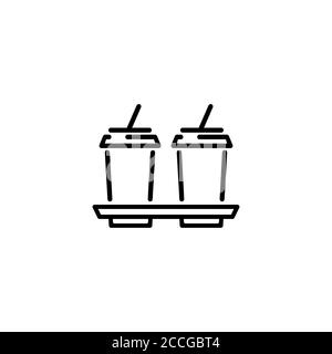 Icône de deux tasses de boisson. Coca-Cola, jus d'orenge, thé, café. Vecteur sur fond blanc isolé. SPE 10 Illustration de Vecteur