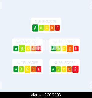 Jeu d'autocollants verticaux Nutri Score. Affiche du système de score. Vecteur sur fond blanc isolé. SPE 10 Illustration de Vecteur