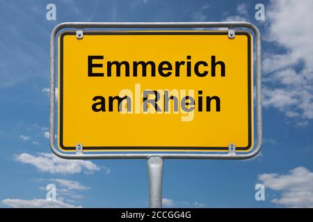 Ortstafel Emmerich am Rhein, Nordrhein-Westfalen, Deutschland | Nom du lieu Emmerich am Rhein, Rhénanie-du-Nord-Westphalie, Allemagne, Europe Banque D'Images