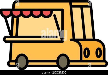 Icône de chariot alimentaire de cuisine. Contour cuisine camion alimentaire icône vecteur pour la conception de Web isolé sur fond blanc Illustration de Vecteur