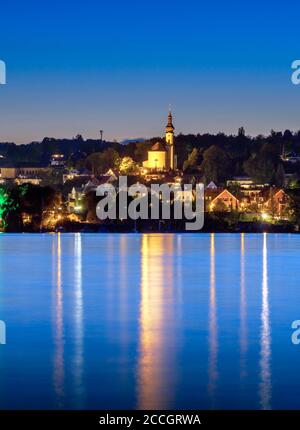 Ciel nocturne sur le lac Starnberg, Starnberg, haute-Bavière, Bavière, Allemagne, Europe Banque D'Images
