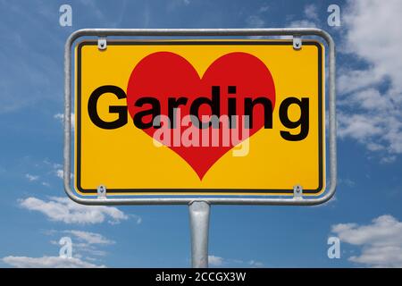 Ortstafel Garding, Schleswig-Holstein, Allemagne | panneau de nom de lieu Garding, Schleswig-Holstein, Allemagne, Europe Banque D'Images