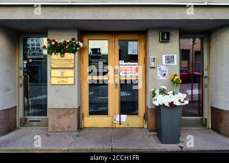 Helsinki, Finlande - 15 août 2020 : l'entrée à l'ambassade de la République du Bélarus. Banque D'Images