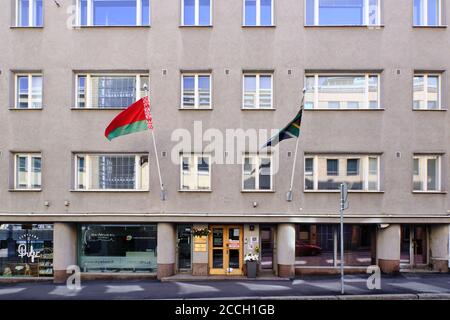 Helsinki, Finlande - 15 août 2020 : l'entrée à l'ambassade de la République du Bélarus. Banque D'Images