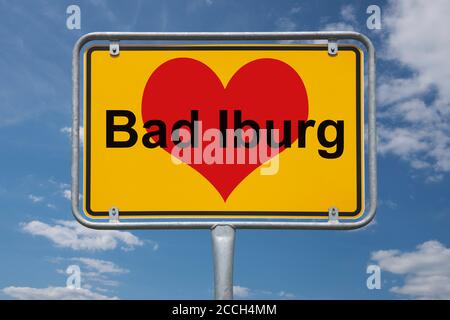 Ortstafel Bad Iburg, Niedersachsen, Deutschland | panneau de nom de lieu Bad Iburg, Basse-Saxe, Allemagne, Europe Banque D'Images