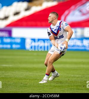 22 août 2020 ; The John Smiths Stadium, Huddersfield, Yorkshire, Angleterre ; Rugby League Coral Challenge Cup, Catalan Dragons versus Wakefield Trinity ; Max Jowitt de Wakefield Trinity Banque D'Images