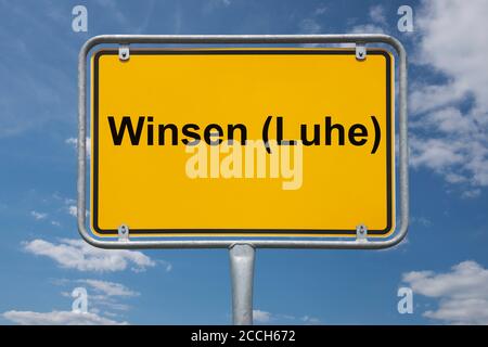 Ortstafel Winsen (Luhe), Niedersachsen, Deutschland | Nom du lieu Winsen (Luhe), Basse-Saxe, Allemagne, Europe Banque D'Images