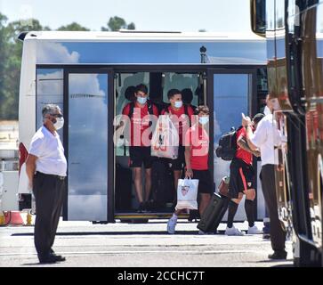 Séville, Espagne. 22 août 2020. Llegada del Sevilla FC a Sevilla con la Copa Sevilla FC les joueurs arrivent avec la coupe Europa League à Séville, samedi, 22 août, 2020 crédit: CORDON PRESSE/Alamy Live News Banque D'Images