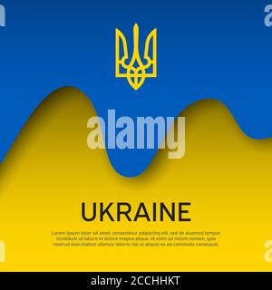 Drapeau abstrait de l'Ukraine. Style de coupe de papier. Fond créatif pour le motif de carte de vacances patriotique. Arrière-plan abstrait graphique pour une affiche. VEC Illustration de Vecteur