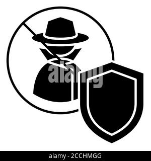 Icône de glyphe de protection contre les logiciels espions Banque D'Images