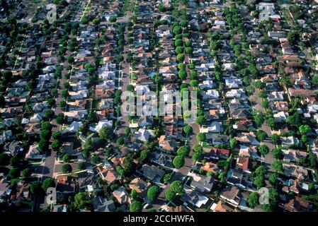 Vue aérienne de la piste du logement banlieue à Marina Del Ray dans la baie du sud, près de Los Angeles Banque D'Images