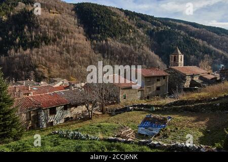 Setcases est une commune de la comarque pyrénéenne de Ripollès à Gérone, en Catalogne, en Espagne, près de la frontière française Banque D'Images