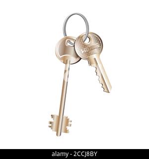 Ensemble de clés de maison sur l'anneau, concept de vente de l'achat de biens immobiliers, location de biens Illustration de Vecteur