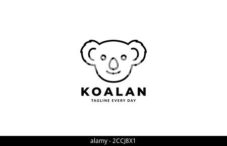 adorable panda tête sourire ligne moderne logo icône Illustration de Vecteur