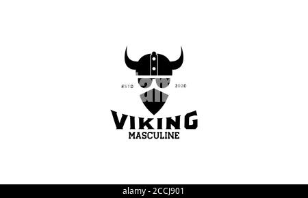 Une tête viking scandinave avec logo masque Illustration de Vecteur