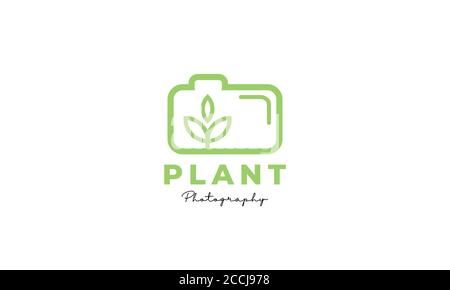 Icône de conception de logo de ligne de photographie de plante / fleur / appareil photo Illustration de Vecteur