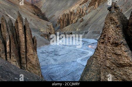 Gorge de haute altitude dans la vallée de Spiti Banque D'Images