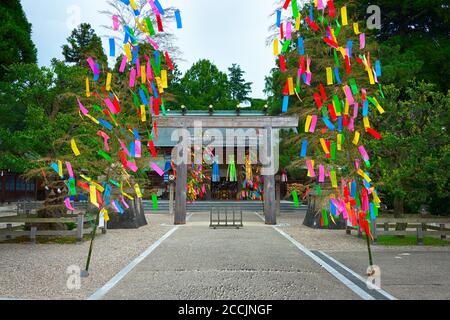 Takaoka, Japon - Sanctuaire d'Imizu au parc du château de Takaoka à Takaoka, Toyama, Japon. Un site historique célèbre. Banque D'Images