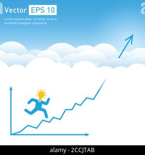 Homme d'affaires va viser la réussite d'affaires avec une grande idée. Entreprise réussie. Illustration de Vecteur