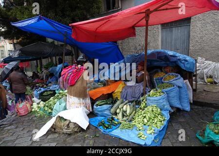 Bolivie la Paz - marché Rodriguez - légumes Mercado Rodriguez cale Banque D'Images