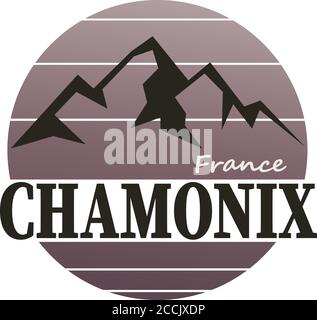 Timbre abstrait ou emblème portant le nom de la ville de Chamonix en France, illustration vectorielle Illustration de Vecteur