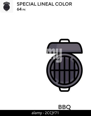 Icône de couleur spéciale de lineal BBQ. Modèle de conception de symbole d'illustration pour élément d'interface utilisateur Web mobile. Pictogramme moderne de couleur parfaite sur contour modifiable. Illustration de Vecteur