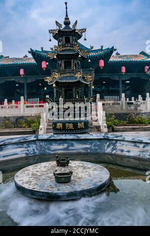 Ville Dieu (Cheng Huang) scène du Temple de Pingyao, dans la province du Shanxi, Chine Banque D'Images