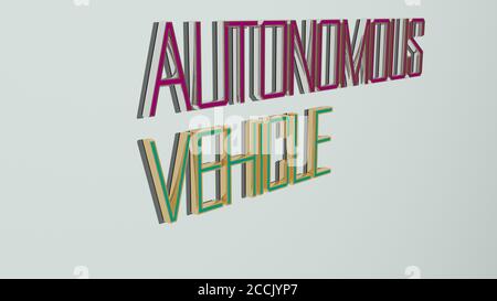 Texte autonome du véhicule sur le mur, illustration 3D Banque D'Images