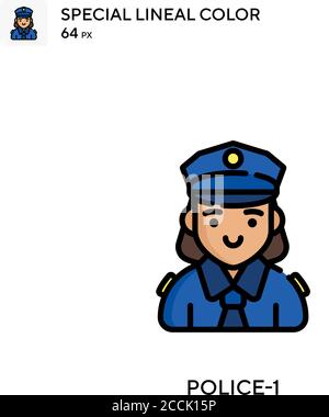 Police-1 icône de couleur spéciale du joint. Modèle de conception de symbole d'illustration pour élément d'interface utilisateur Web mobile. Pictogramme moderne de couleur parfaite sur contour modifiable. Illustration de Vecteur