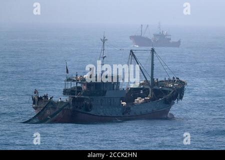 Chinois Trawler, détroit de Taïwan, au large de la province de Fujian, Chine 17 septembre 2018 Banque D'Images