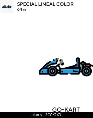 Go-kart icône de couleur spéciale de lineal. Modèle de conception de symbole d'illustration pour élément d'interface utilisateur Web mobile. Pictogramme moderne de couleur parfaite sur contour modifiable. Illustration de Vecteur