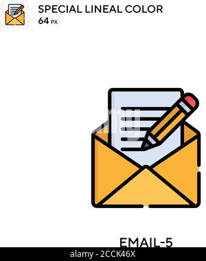E-mail-5 icône de couleur de ligne spéciale. Modèle de conception de symbole d'illustration pour élément d'interface utilisateur Web mobile. Pictogramme moderne de couleur parfaite sur contour modifiable. Illustration de Vecteur