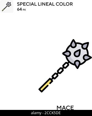 Icône de couleur de ligne spéciale Mace. Modèle de conception de symbole d'illustration pour élément d'interface utilisateur Web mobile. Pictogramme moderne de couleur parfaite sur contour modifiable. Illustration de Vecteur