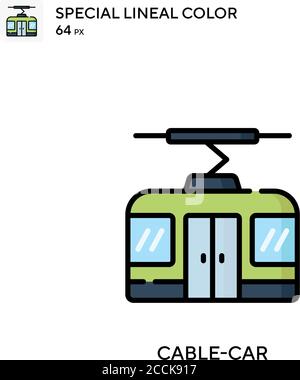 Cable-car icône de couleur spéciale de lineal. Modèle de conception de symbole d'illustration pour élément d'interface utilisateur Web mobile. Pictogramme moderne de couleur parfaite sur contour modifiable. Illustration de Vecteur